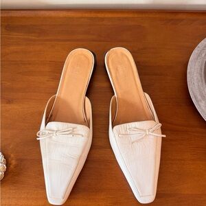 Gucci White Leather Mules